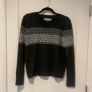 LOFT Black and White Nordic Sweater